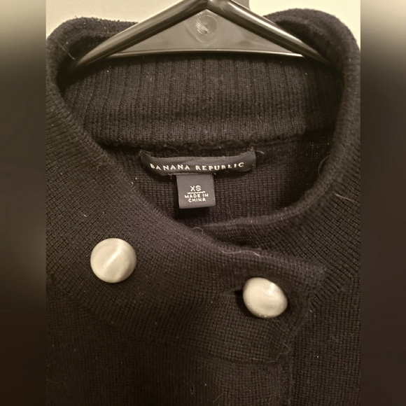 Banana Republic thick button up sweater jacket black with pockets Size XS - Picture 2 of 6